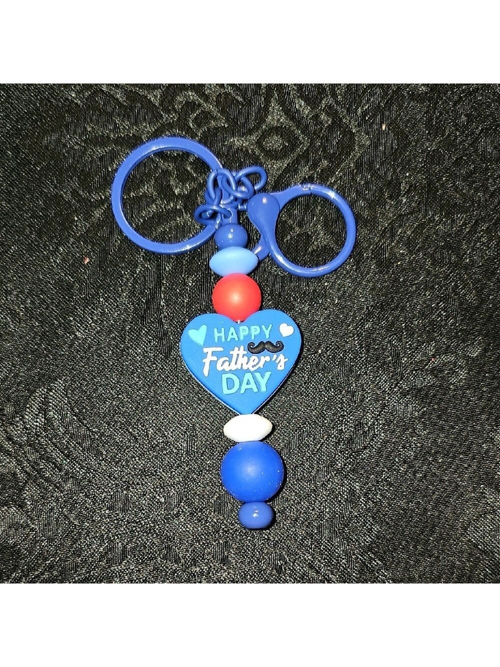 Handmade Blue and Red Father's Day Keychain